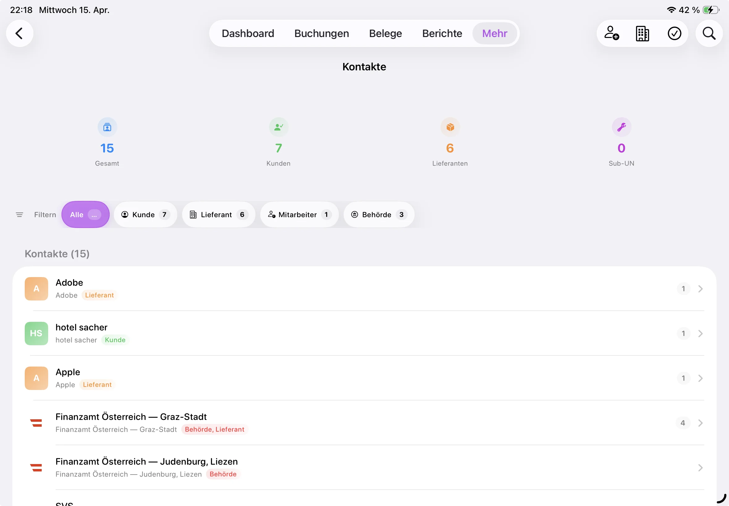 Kontaktverwaltung — Accounted.